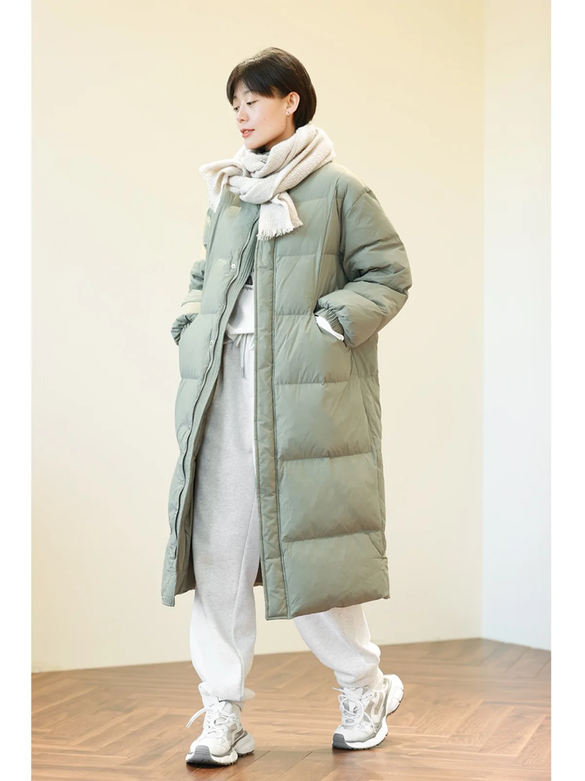 

90 White Du down Puffer Jaet Long Casual Women's Sle een Bread Coat Winter New Arrival Warmth Stand Collar Zipper