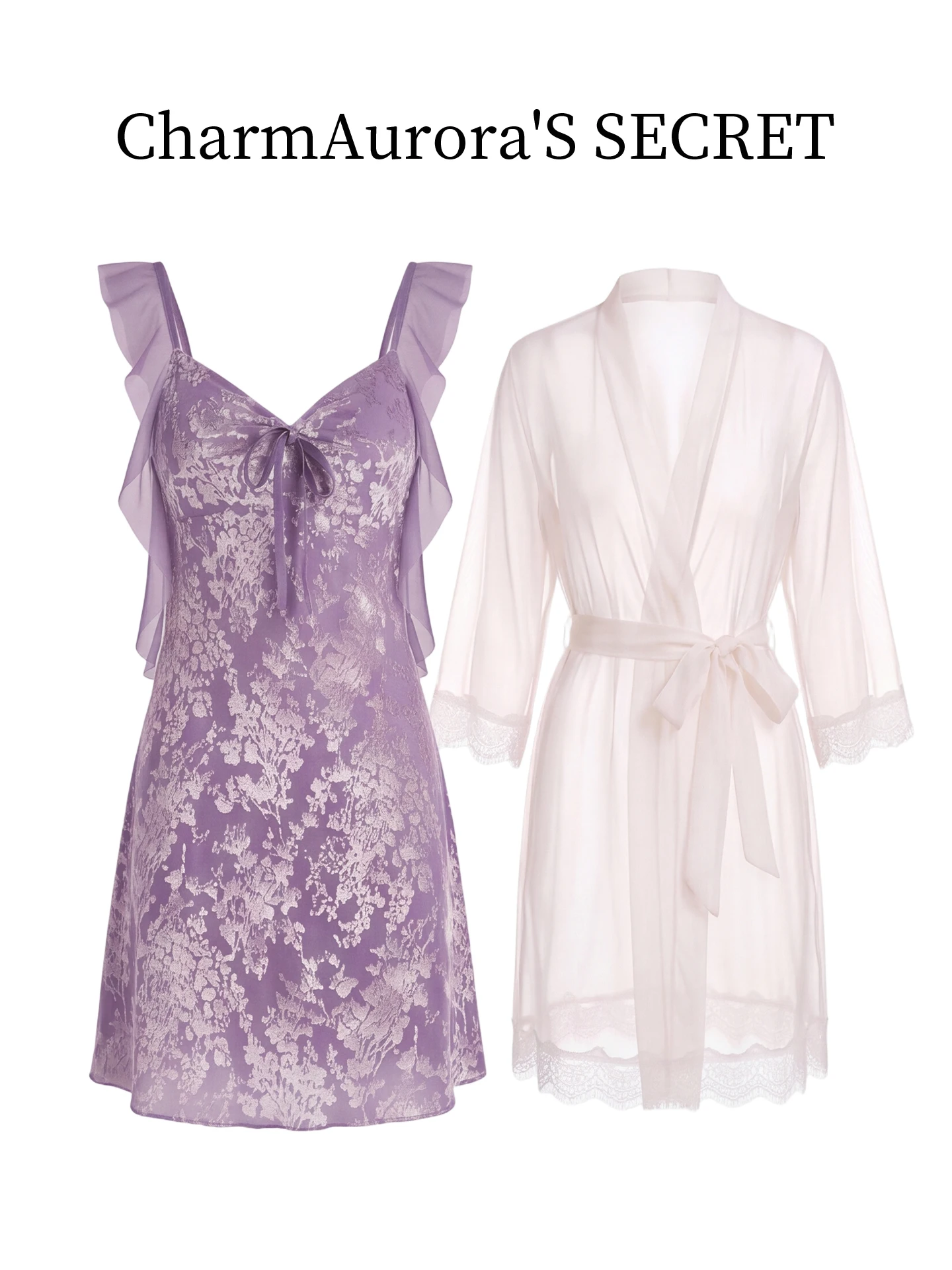 charmauroras-secret-victoria-pure-desire-gathered-chest-pad-sweet-strap-sleep-dress-robe-long-sleeve-nylon-spandex-sleepwear