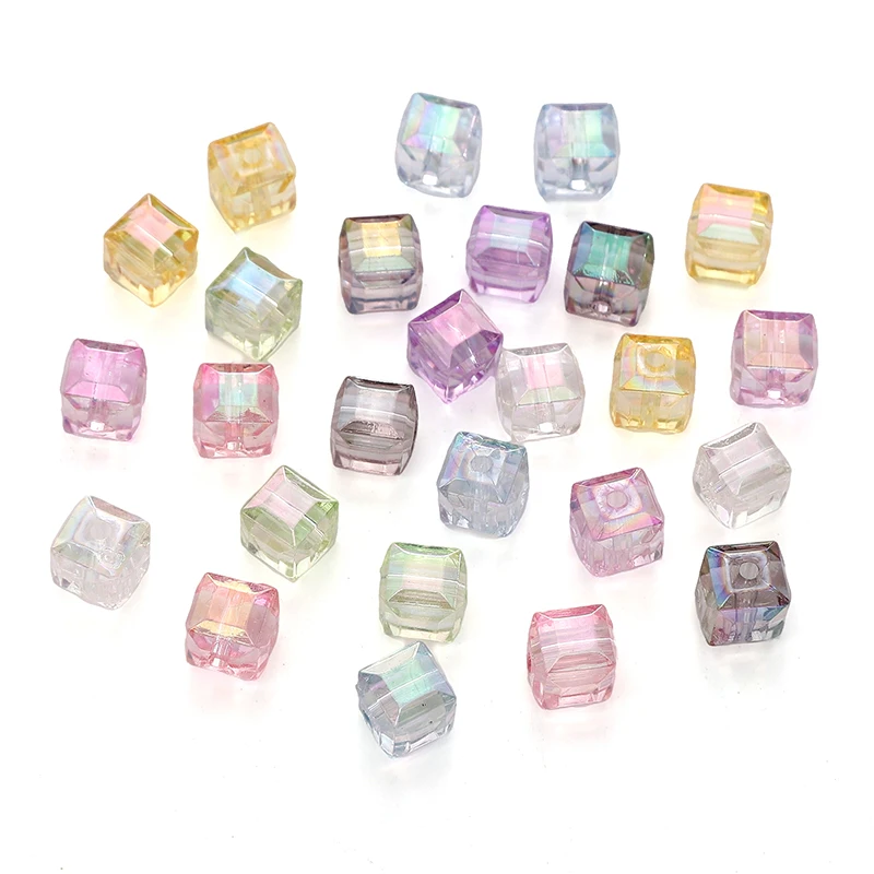 10/20pcs Cube Bead Acrylic Loose Spacer Beads For Jewelry Making DIY Decorations Bracelet Phone Chain Keychain Accessories