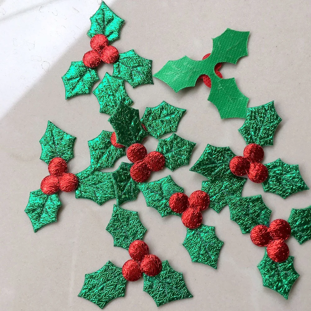 

100Pcs Leaves Cloth Accessory Delicate Handmade Christmas DIY Ornaments Party Decoration Window Door Wall Craft Materials