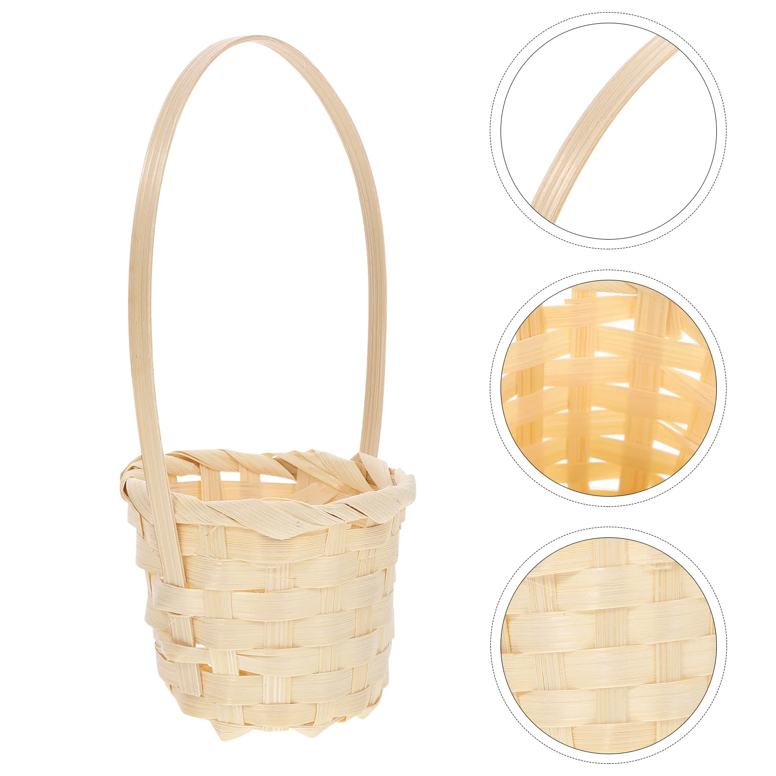 5 قطعة سلة التخزين المنسوجة حامل الفاكهة المحمولة حاوية زهرة الخيزران للنزهة ديكور المنزل حمل المنظم