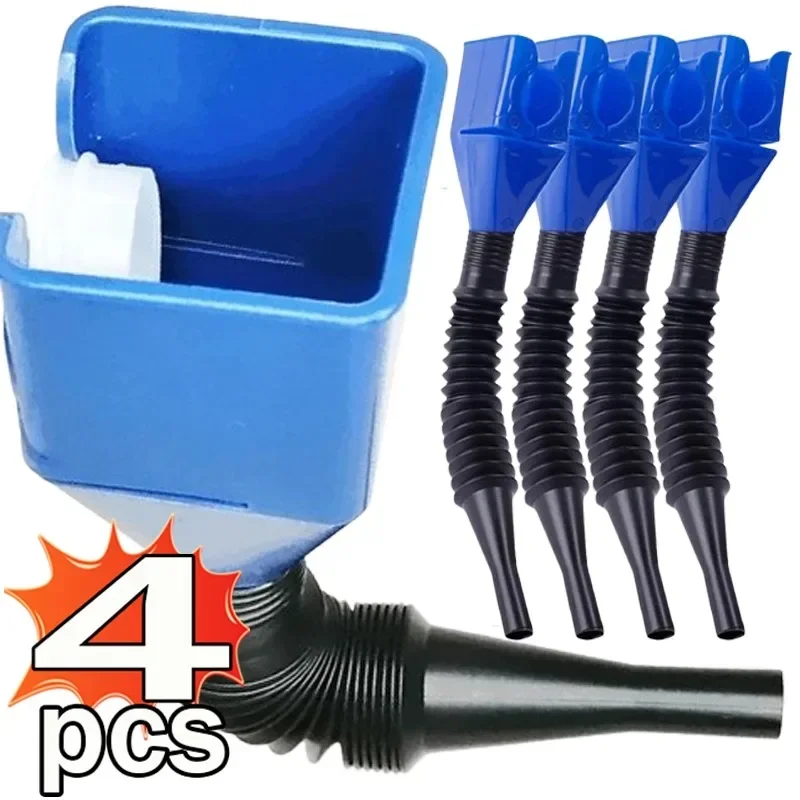 1/2/4pcs Telescopic Car Refueling Funnel Universal Engine Oil Gasoline Filter Transfer Funnels Tool Foldable Portable Funnels