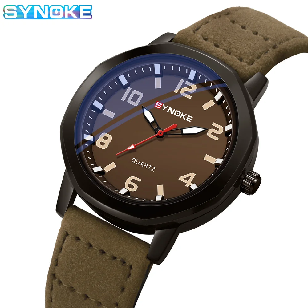 SYNOKE New Men Quartz Watch Fashion Simple Business Belt Retro Watch For Men Watch Student Wristwatch Sports Non Mechanical