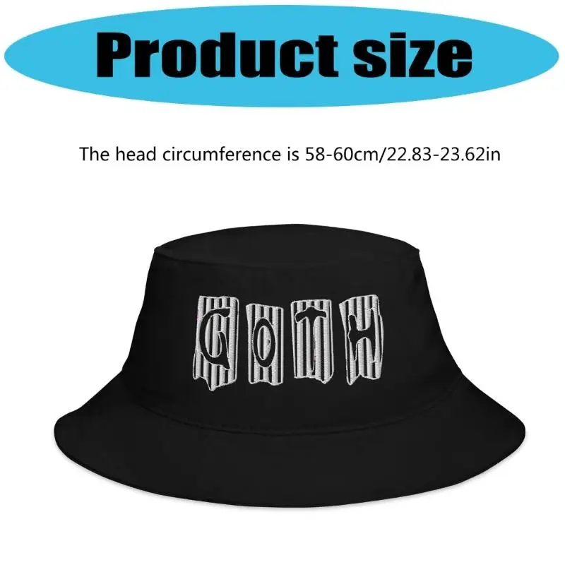 39BD Halloween Party Cotton Fisherman Hat with Goth Letter Print Unisex Floppy Hat Bucket Hat for Adult Everyday Wear