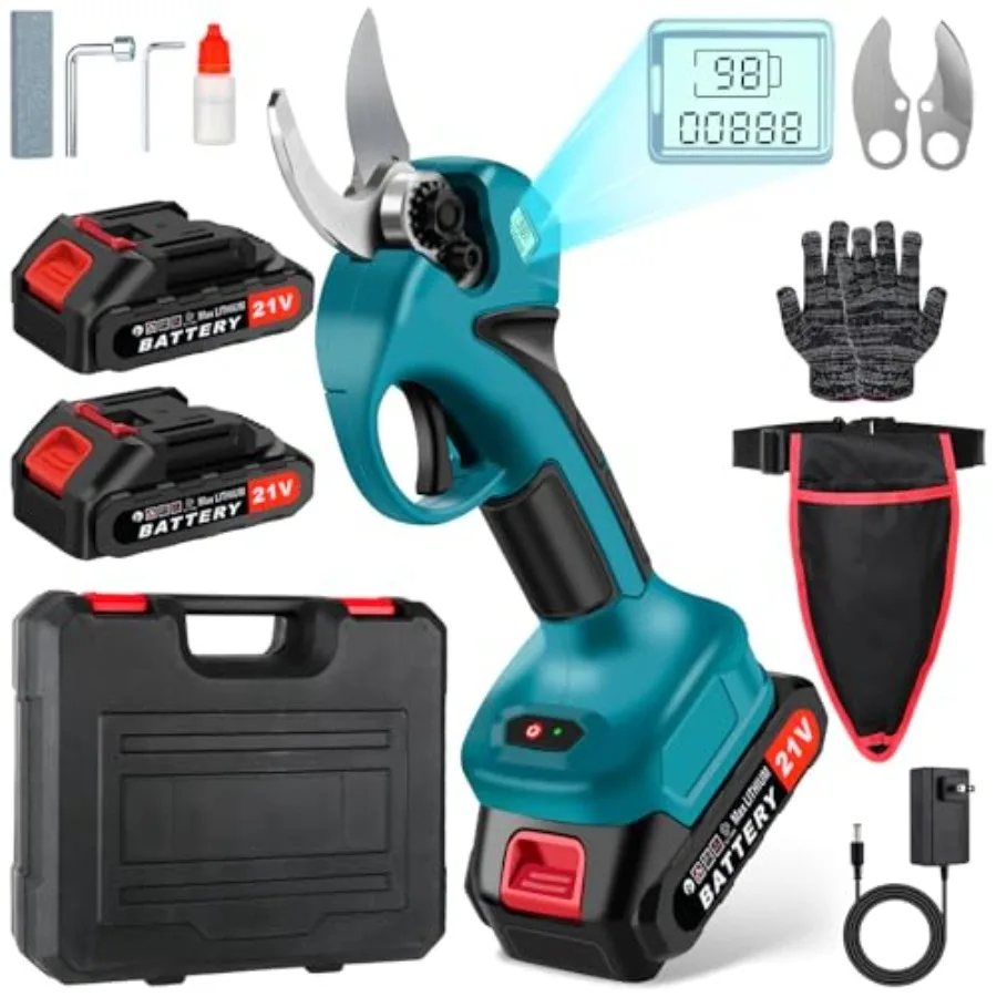 

Cordless Electric Pruning ShearsBranch Cutter with LCD Display Trimming Scissors Battery Power 1.6 Inch Cutting Diameter SK5 Bl