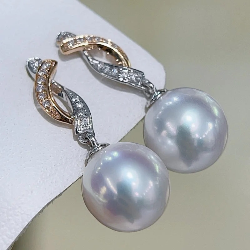 

SGARIT 18K Gold Diamond Earrings AU750 Women's Simple Temperament Fashionable Design Shiny Jewelry SE68