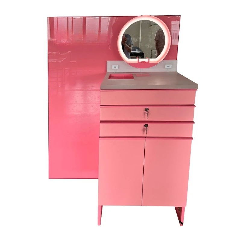 High quality custom makeup pink cabinet, cosmetic display stand, perfume counter display cabinet