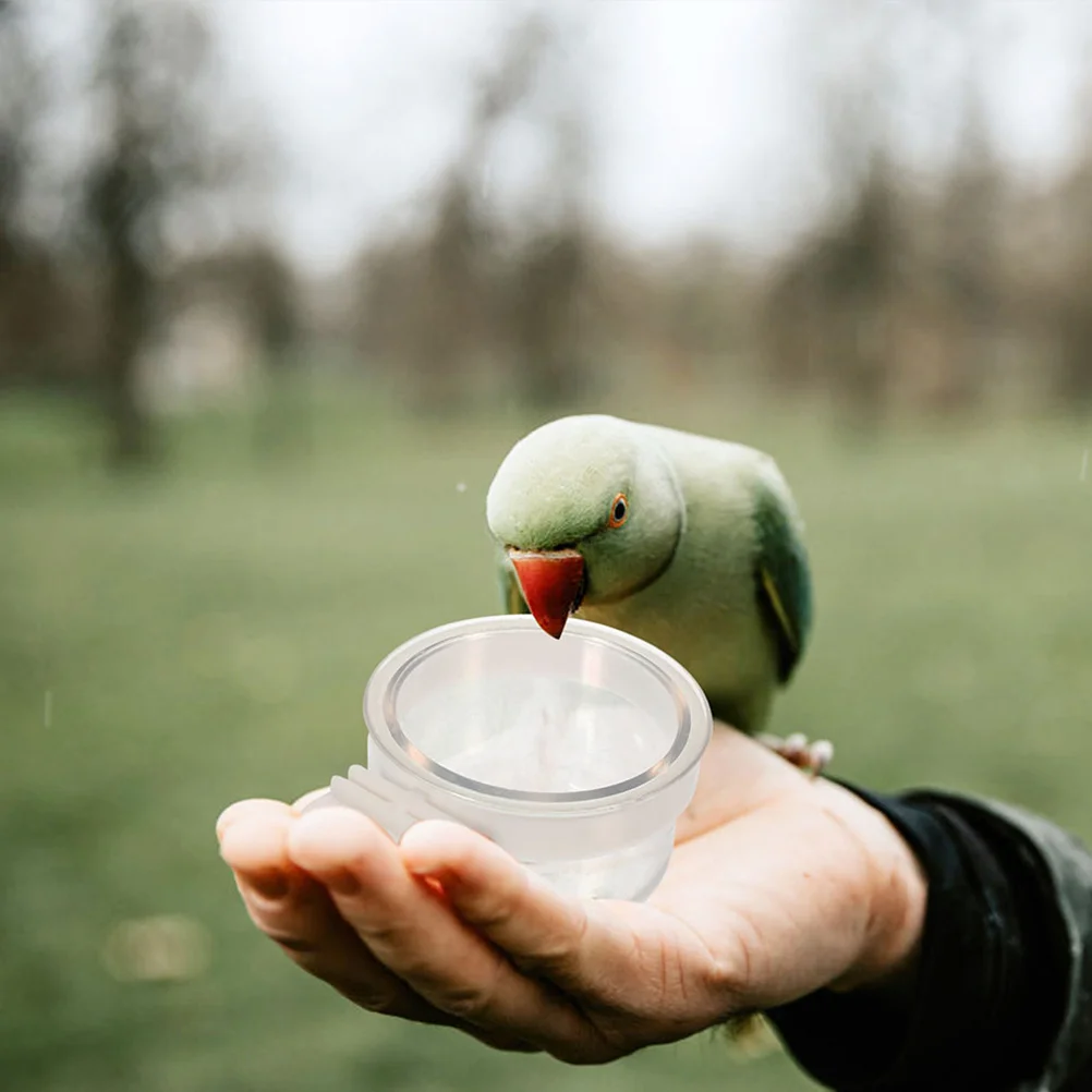 

6Pcs Bird Feeder Cups Transparent Hanging Feeders Durable Acrylic Easy Clean Split Design Waste Prevention Bird Food Container