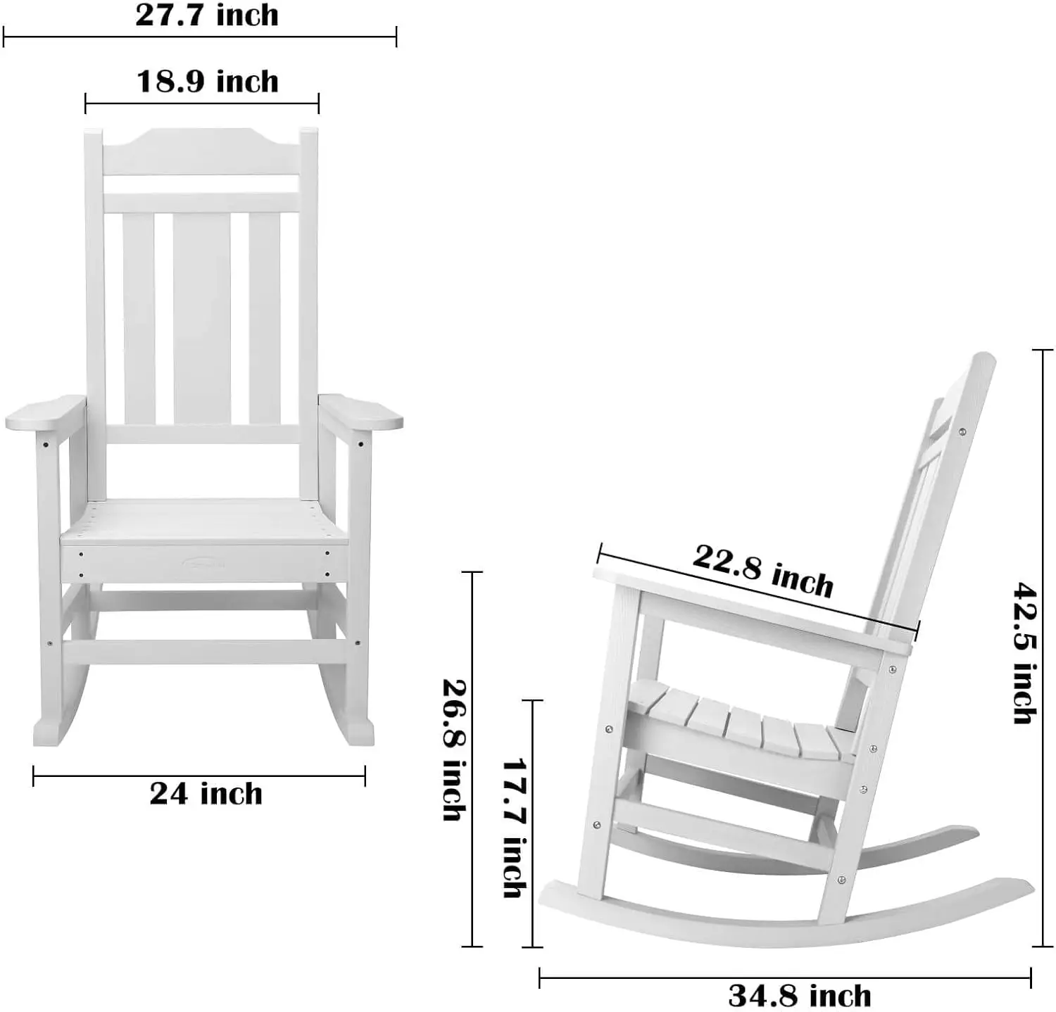 Homehua Patio Rocking Chair, All Weather Resistant Outdoor Indoor Fade-Resistant Patio Rocker Chair，Stable Durable Smooth