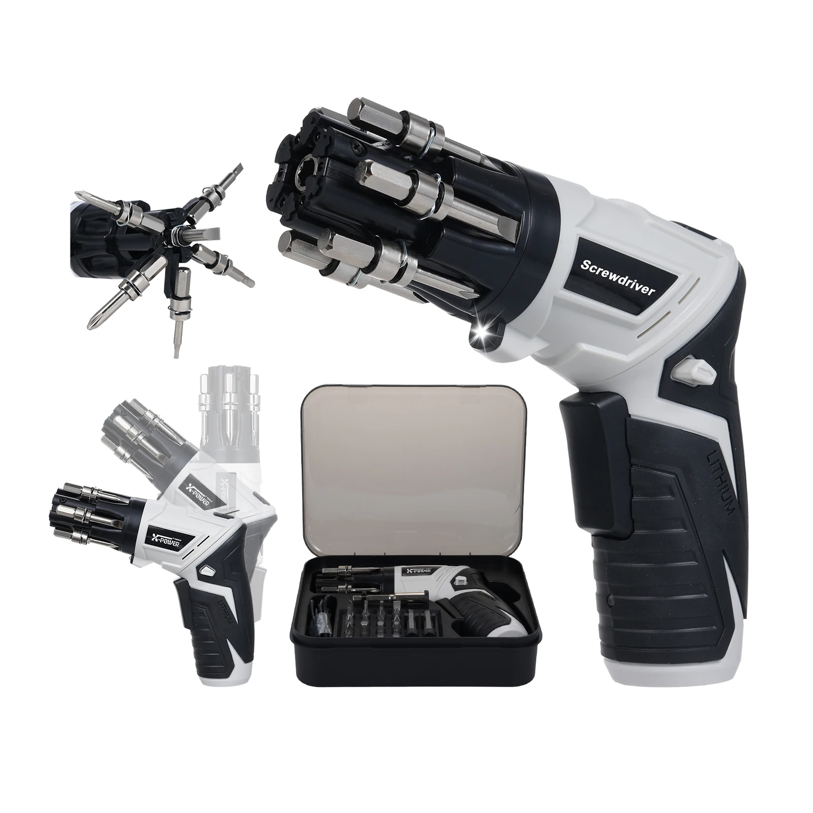 

Cordless Screwdriver 3.6V Electric Screwdriver 6pcs Quick Change-Batch Heads 1300mah Rechargeable Screwdriver 180 ° Rotatable