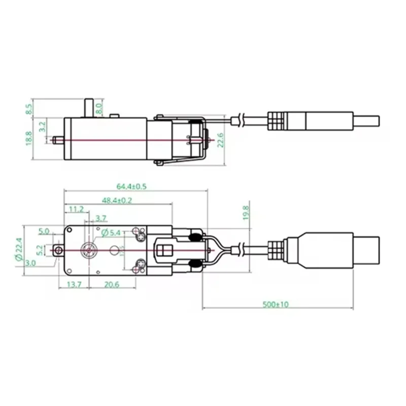 M12K-DC5V Single Shaft Precision Engineered Gear Motor 59RPM 1:220 Ratio Reduction Motor