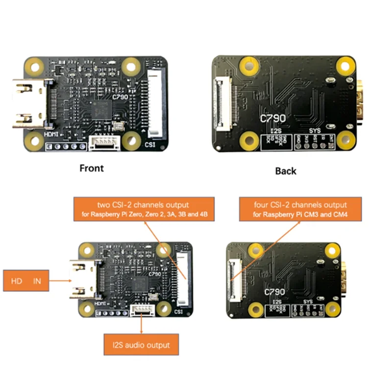 Adapter kamery Raspberry Pi - kompatybilny z płytą CSI-2 C790 1080P25fp dla ZERO/3B/3 B+/4B/CM3/CM4