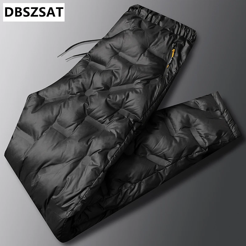 80% White Duck Down Padded Thicken Winter Warm Down Pants Men Joggers Sportswear Sweatpants Thermal Down Trousers