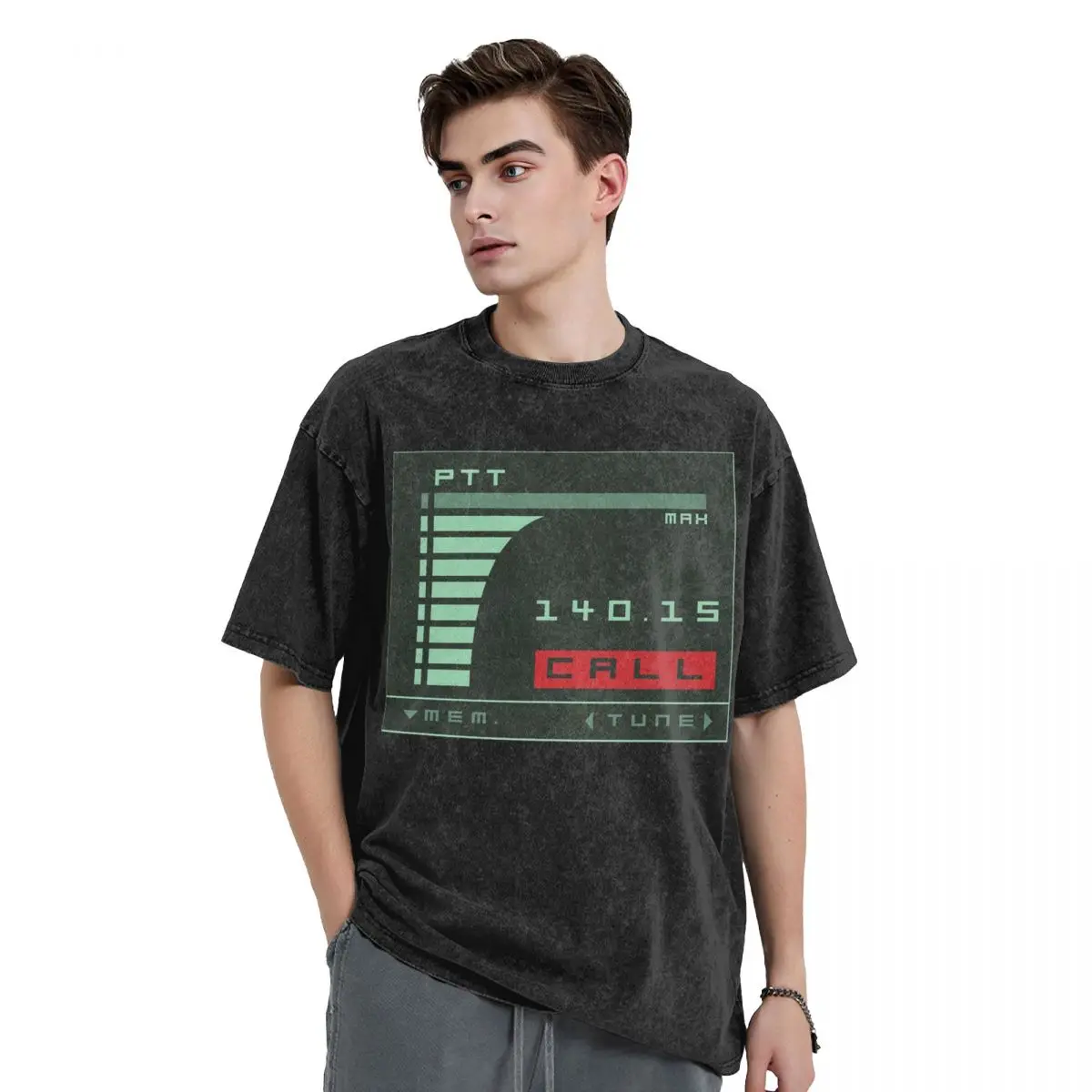 Metal Gear Solid Codec Screen Inspired By Kojima's MGS Washed T Shirts Printed Short Sleeve Hip Hop T-Shirt Streetwear Tops Tees