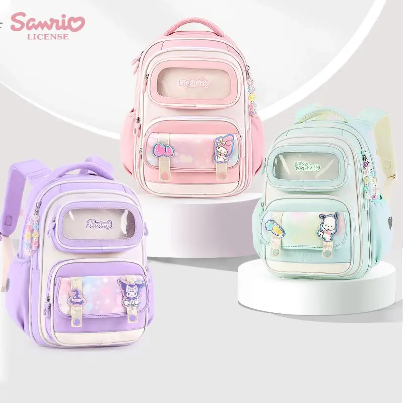 

Kuromi School Bag Student Grade 1-3 2 Kawaii My Melody Backpack Girls Spine Protector Burden Reduction Cinnamoroll Children Gift