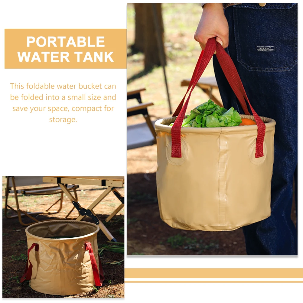 

Portable 10L Khaki Collapsible Bucket Large Water Container Outdoor Folding Washbasin Camping Fishing Bucket PVC
