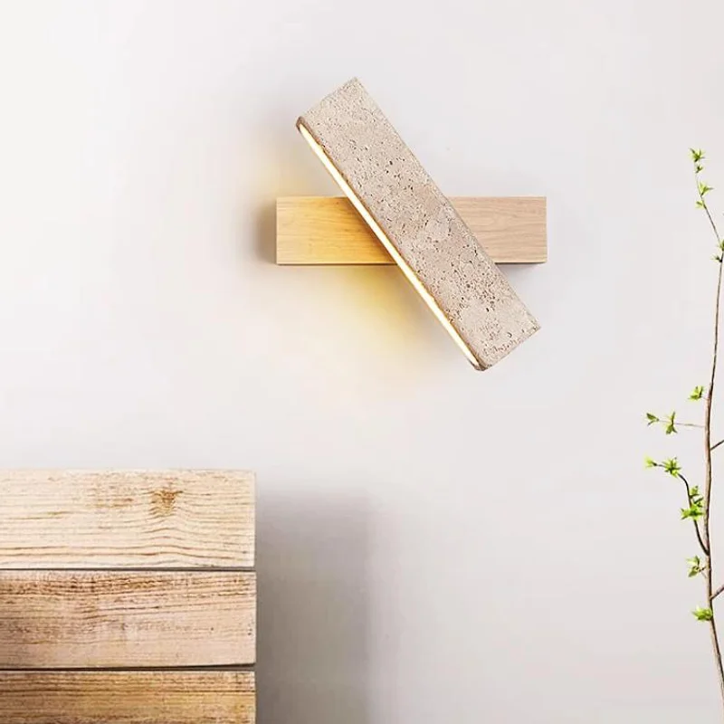

Japanese Wabi-Sabi & Nordic Creative Travertine LED Wall Lamp - for Bedroom Bedside, Background Wall & Corridor