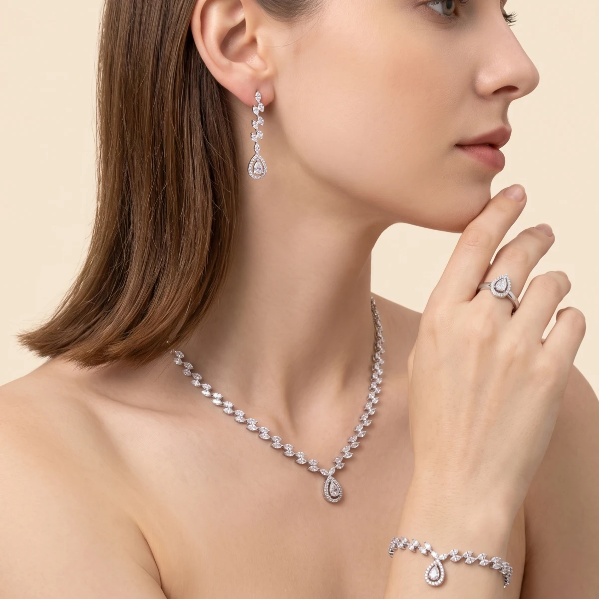 1-set-of-simple-and-elegant-jewelry-set-with-sparkling-cubic-zirconia-teardrop-design-suitable-for-women-to-wear-at-weddings-and-banquets-gift-box-not-included