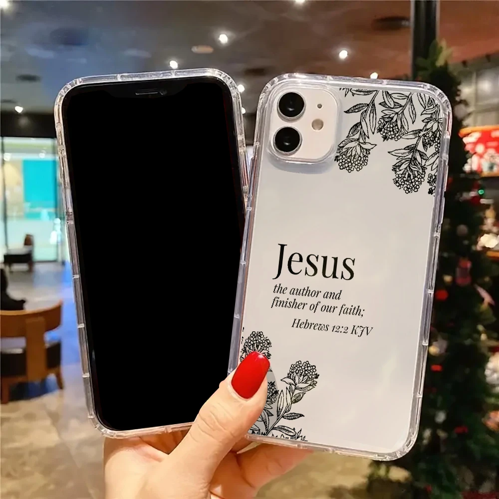 Jesus Bible Verse Floral Pattern Clear Phone Case for IPhone 17 16 15 14 13 12 11 Pro Max 17 Air 14 Plus XS X XR Silicone Cover view 5