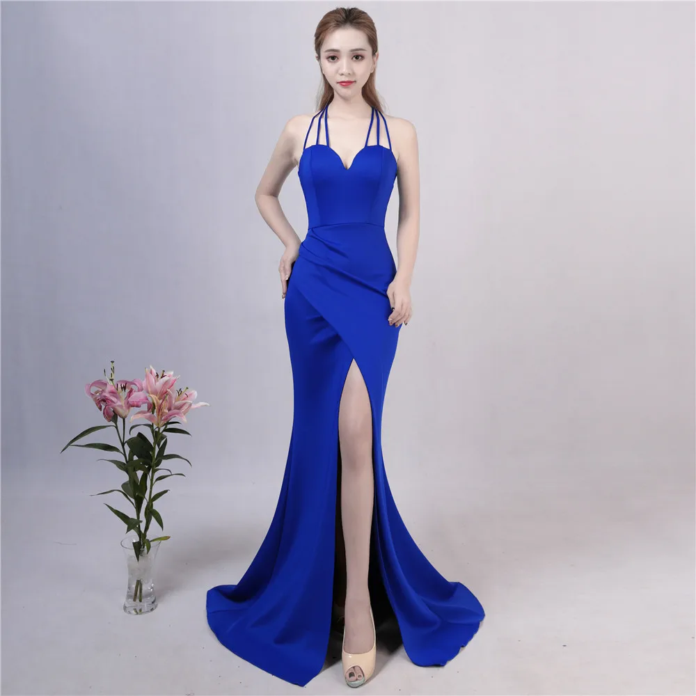 Womens Spaghetti  Strap Dress Sexy Sleeveless Split Formal Maxi Dress