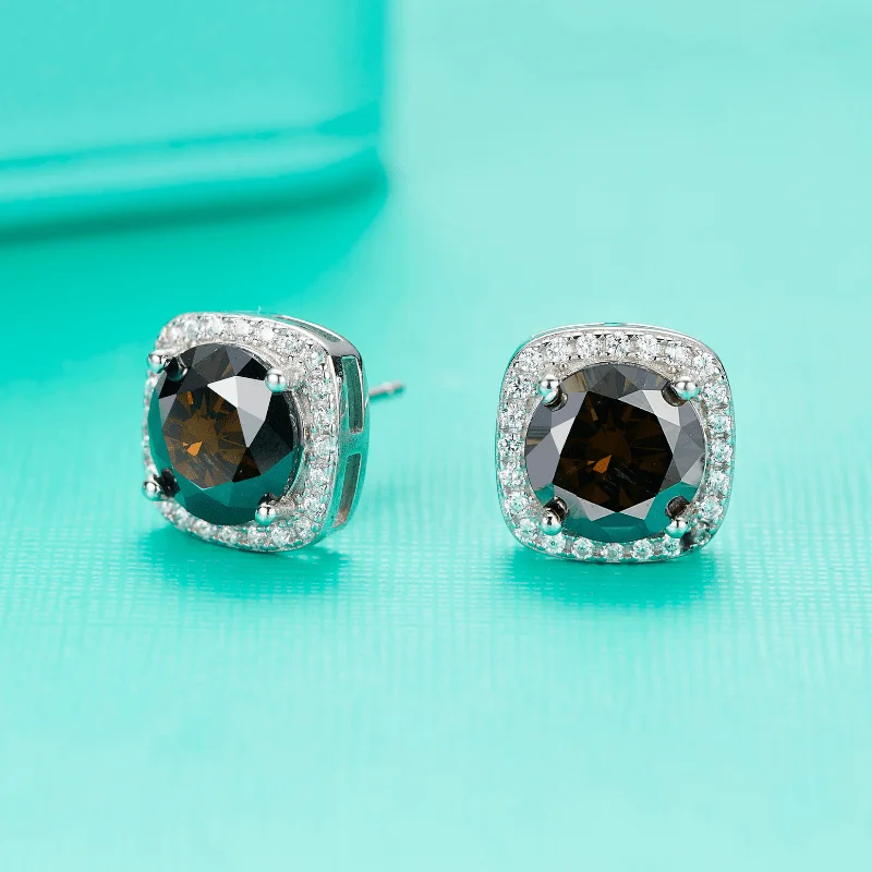 A Pair of Elegant Black Moissanite Stud Earrings 0.5/1/2/3 Ct S925 - Classic Hip-hop Style, Perfect Birthday Gift for Birthdays.