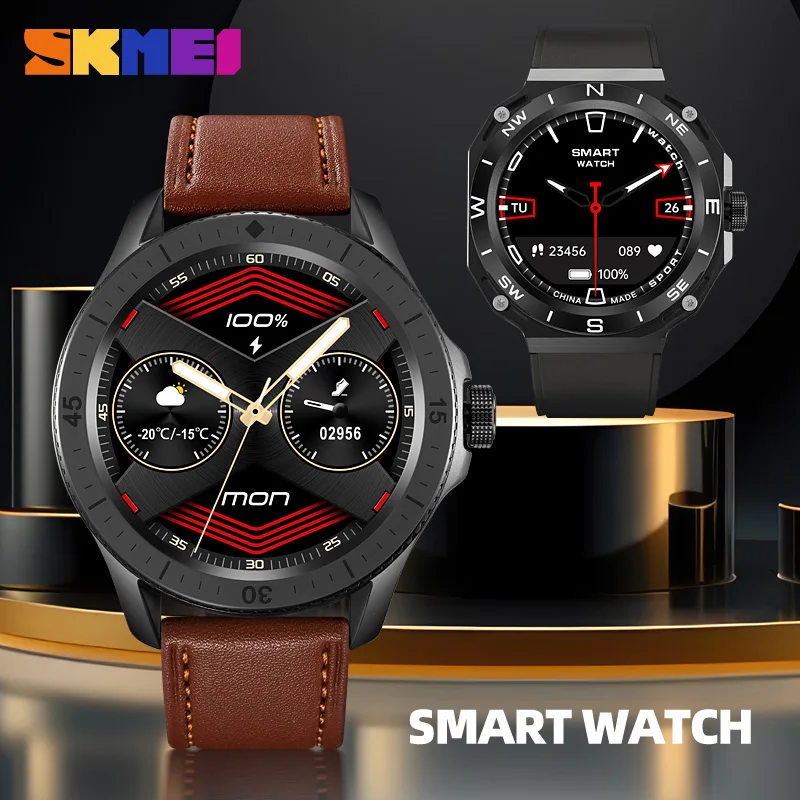 SKMEI S244 Smart Watch For Men Shell Changeable Leather Band SmartWatch Men Sports Fitness Watches IP68 Waterproof Smartwatch