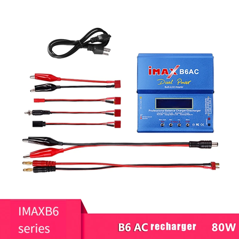 For IMAX B6AC 80W RC Balance Charger+T Plug Cable Digital Li-Ion Life Nimh Nicd PB Lipo Battery Discharger