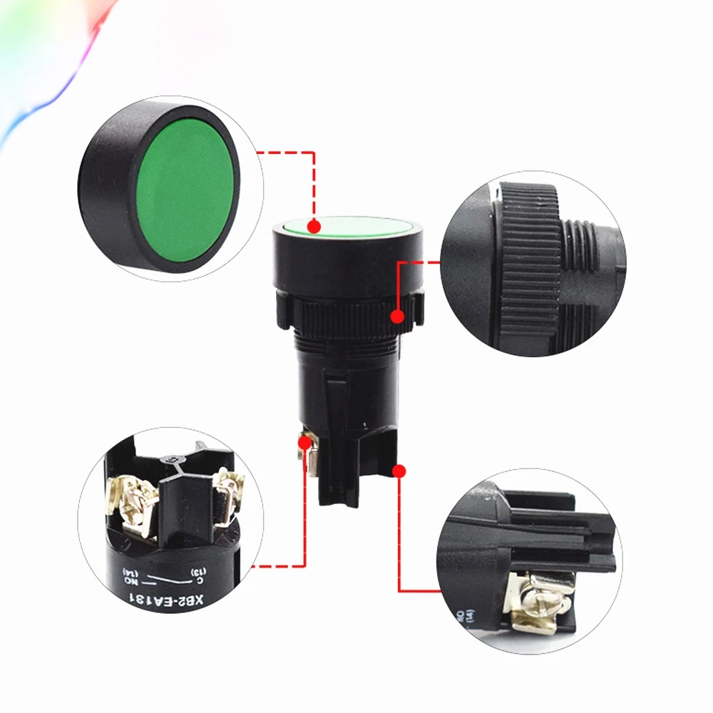 10pcs 22mm momentary Push button switch red green blue yellow black white normal open + normal close XB2-EA142 XB2-EA131