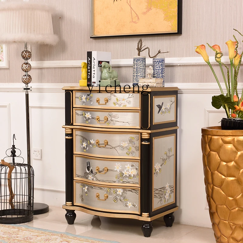 

FY living room solid wood storage drawer cabinet sofa corner cabinet bedroom bedside table