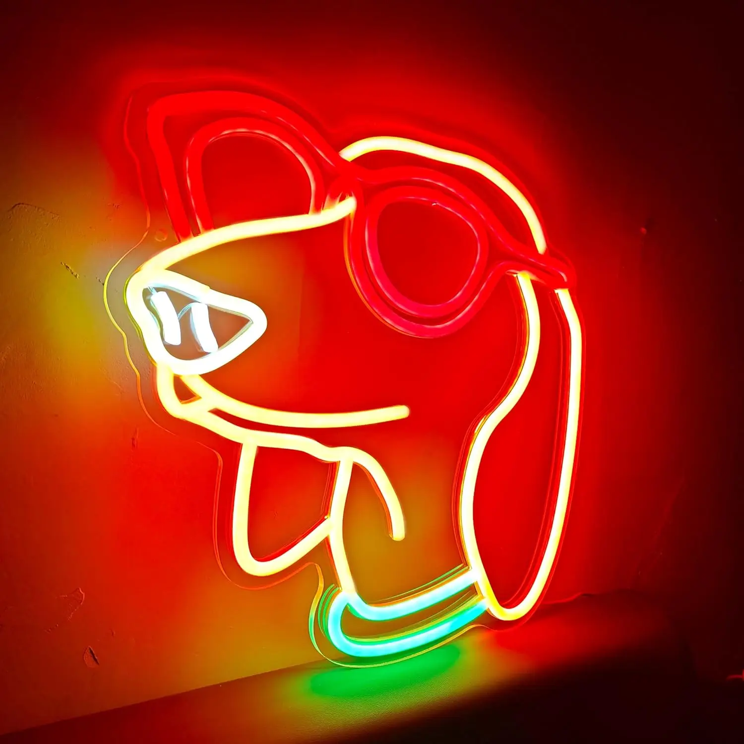Cool Dog with Red Sunglasses LED Neon Sign Cute Cartoon Pet Wall Art for Home Bar Bedroom Decor Unique Gift Lighting