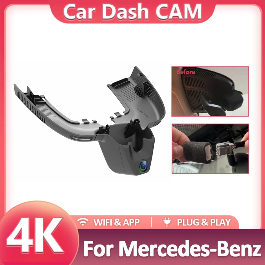 

Dash Cam 4K For Mercedes-Benz GLE 300D 450 350 W167 for MB GLE300D GLE350 GLE450 2019~2025,Car DVR Dash Camera,Easy Installation