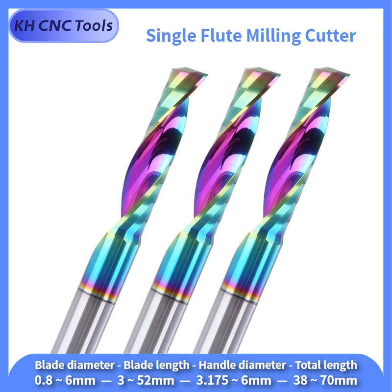 

3.175/4/5/6/8/10/12mm CNC Single-Flute Left Spiral Milling Cutter Solid Tungsten Carbide Coating End Mill For Acrylic,PS,PP,ABS