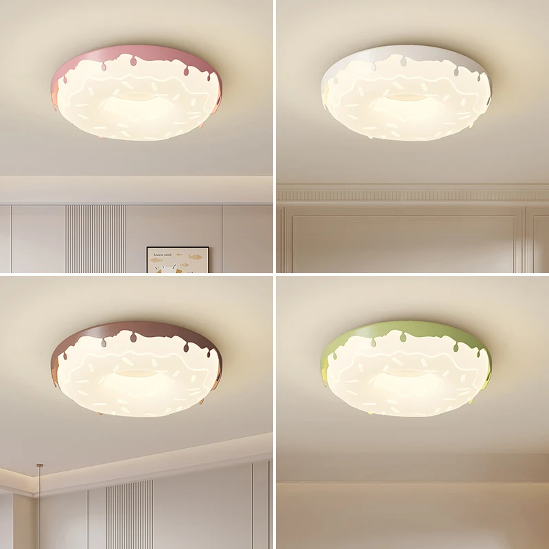 Children's Room Ceiling Light Full Spectrum Eye Protection Cream Style Cute Bedroom Creative Sweet Doughnut LED Ceiling lamp