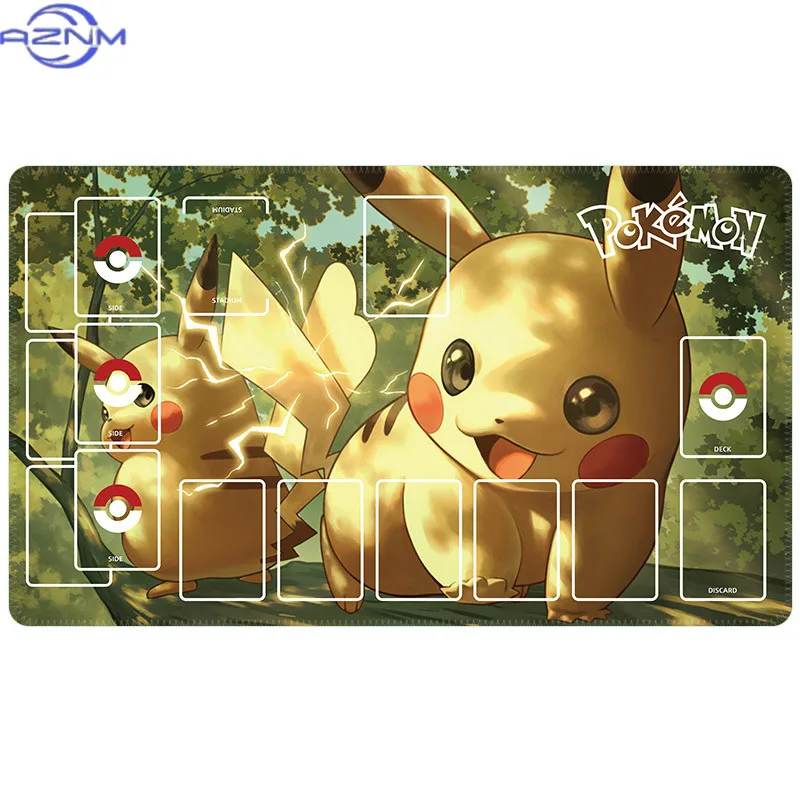 Pokemon Anime Girls Trainers TCG Mouse Pad, Waterproof Non-Slip Trading Card Game Play Mat With Battle Zones
