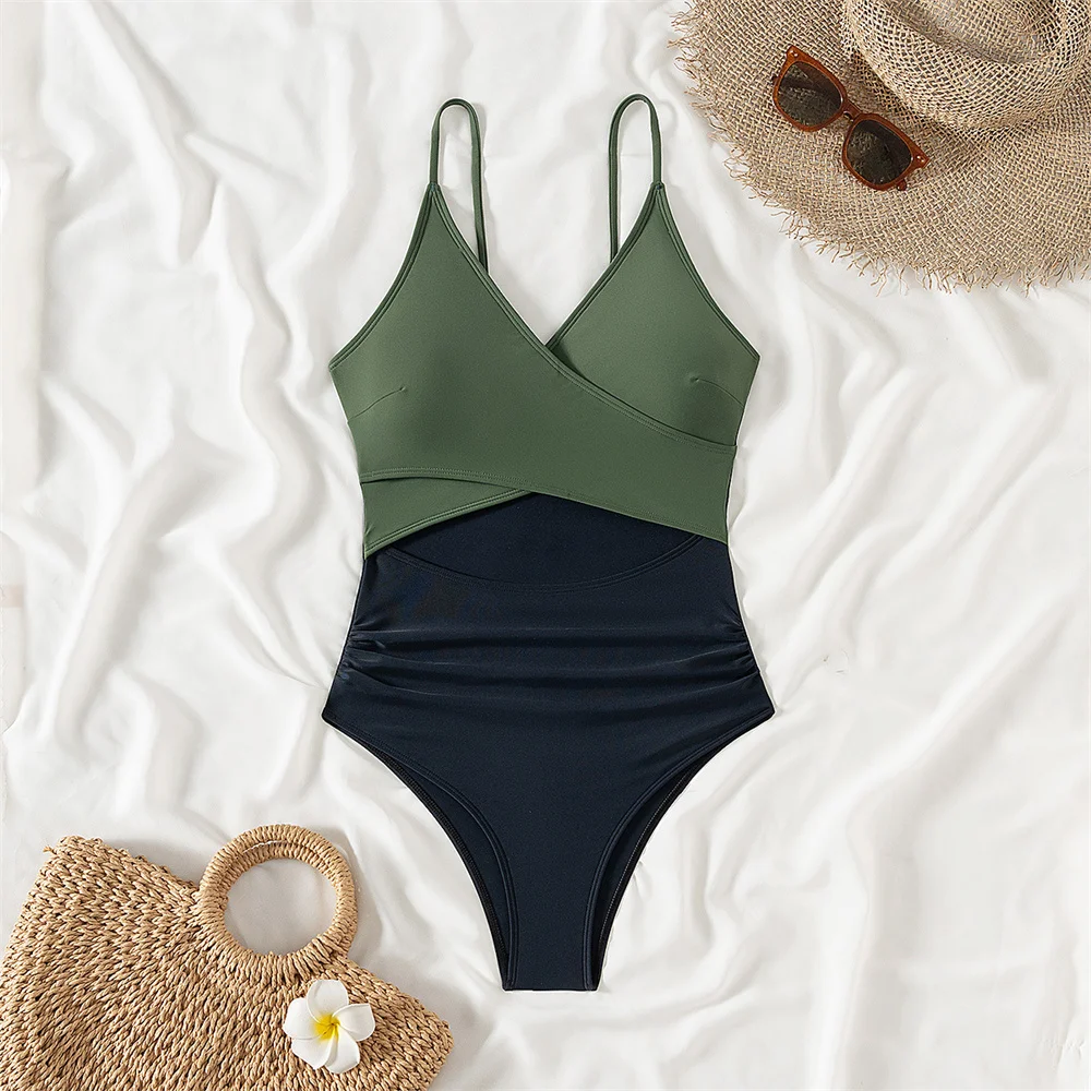 

Сексуальное бикини на бретельках с крестом и v-образным вырезом, ажурный купальник с эффектом пуш-ап, лоскутное монокини, женские купальники для отдыха, пляжный наряд, купальные костюмы