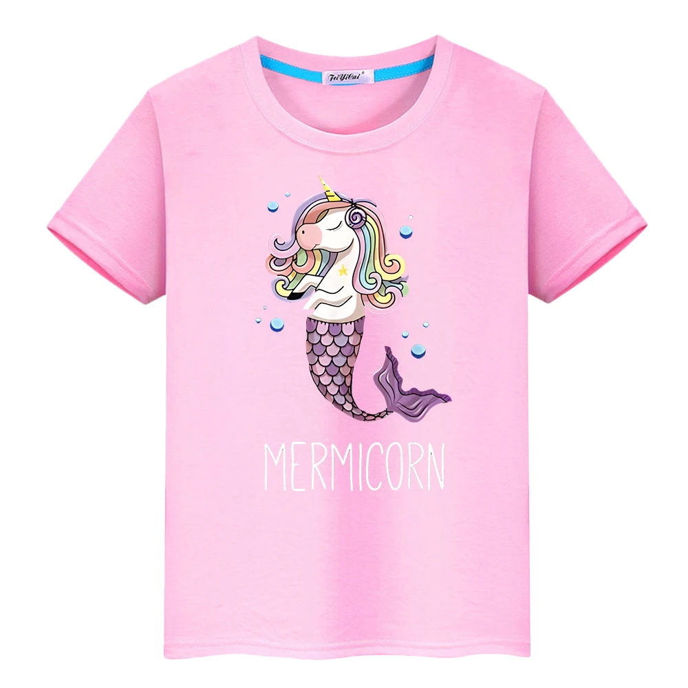 

Unicorn print Kawaii t shirt for kids boys 10years 100%Cotton anime Short pride tshirt Cute Tops y2k one piece kids clothes girs