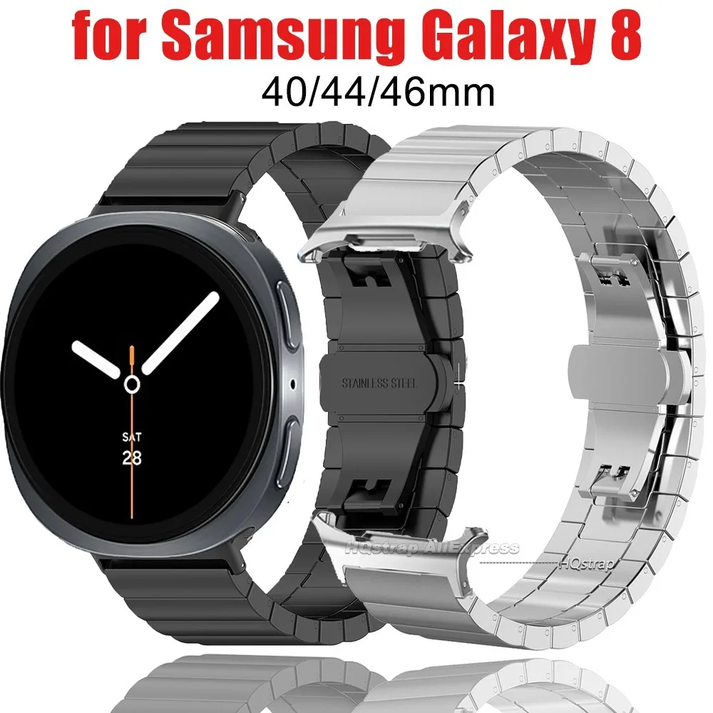 

Ремешок из нержавеющей стали для Samsung Galaxy Watch 8 Classic, 46 мм, ремешок без зазоров для Galaxy Watch 8, 44 мм, 40 мм, браслет с пряжкой-бабочкой