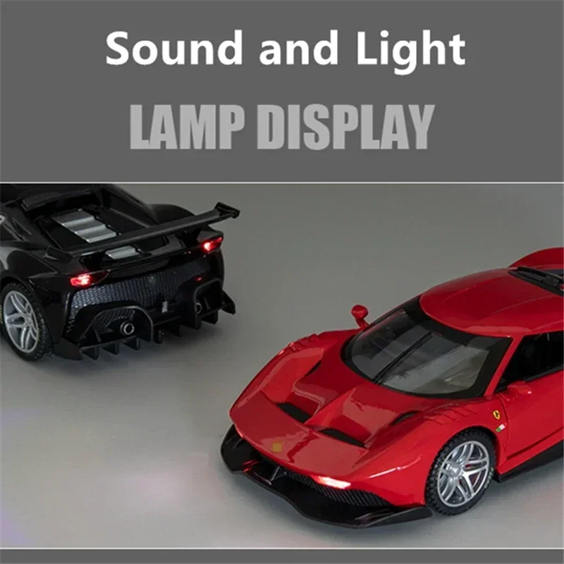 Laferrari-合金レーシングカー,金属製のおもちゃ,ダイキャスト,スーパースポーツカー,シミュレーション,音と光のコレクション,子供向けギフト,1:32