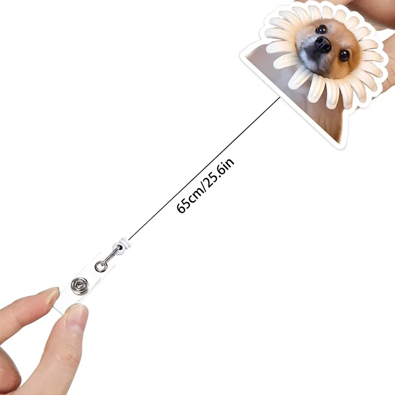 Cute Funny Dog Meme Acrylic Retractable Badge Reel Cartoon Animal Chest Badge Holder for Medical Staff