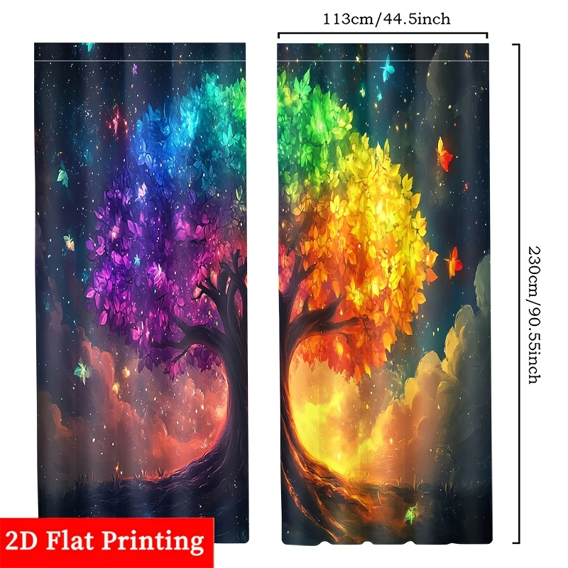 dreamy starry tree pattern curtains with pole design are suitable for bedrooms, offices, kitchens, bathrooms and living rooms