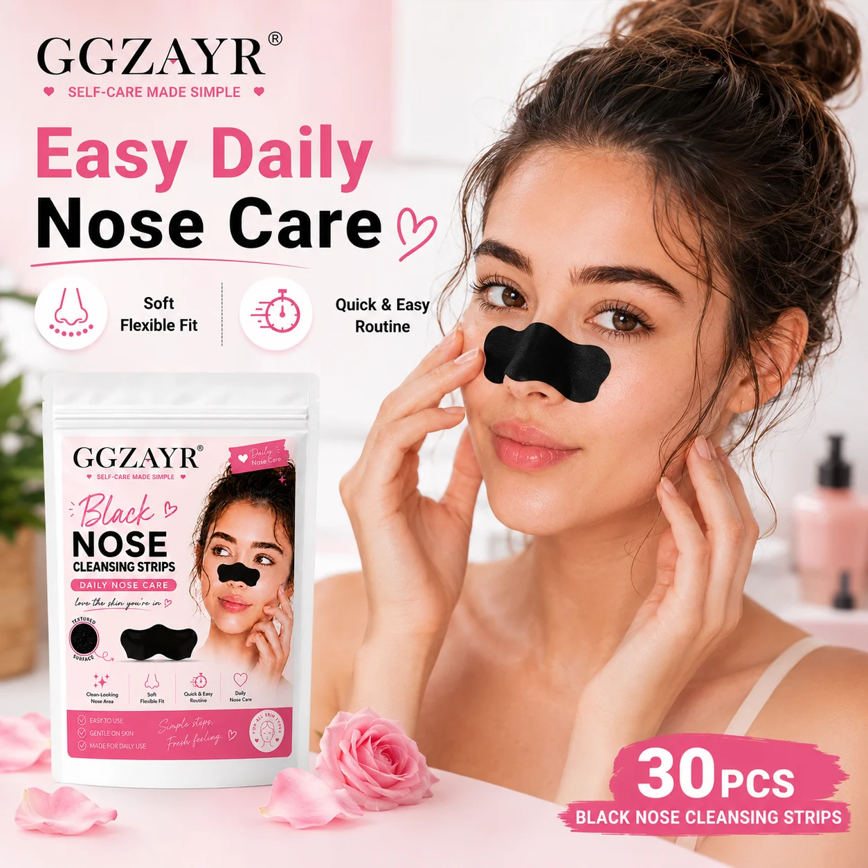 30Pcs Black Nose Strips, Unisex Black Pore Cleansing Nose Patches, Deep Clean Blackhead Remover Strips for Men and Women