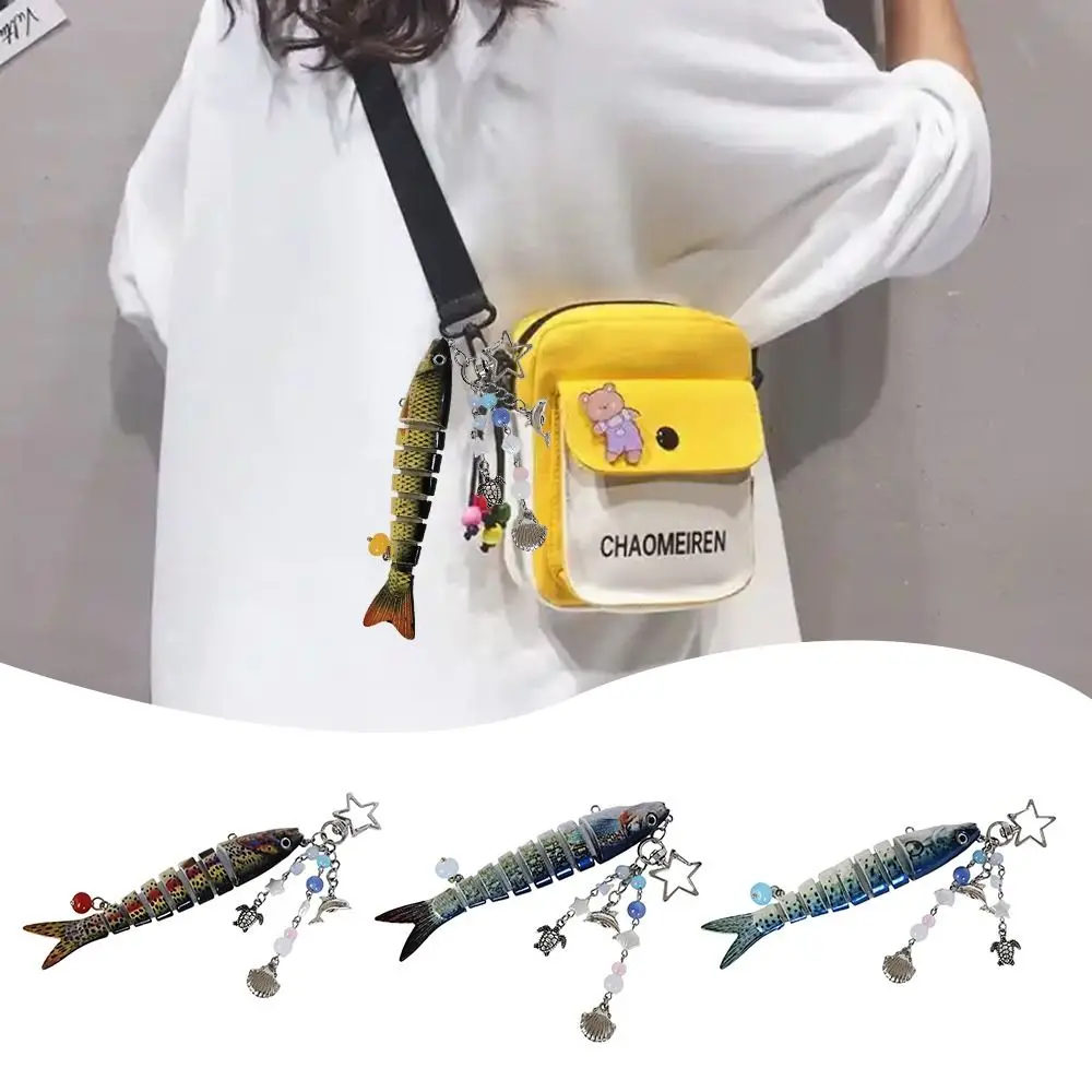 

Creative Plastic Fish Keychain Multi Jointed Simulation Fish Bait Keychain Fish Hook Key Chain Gifts
