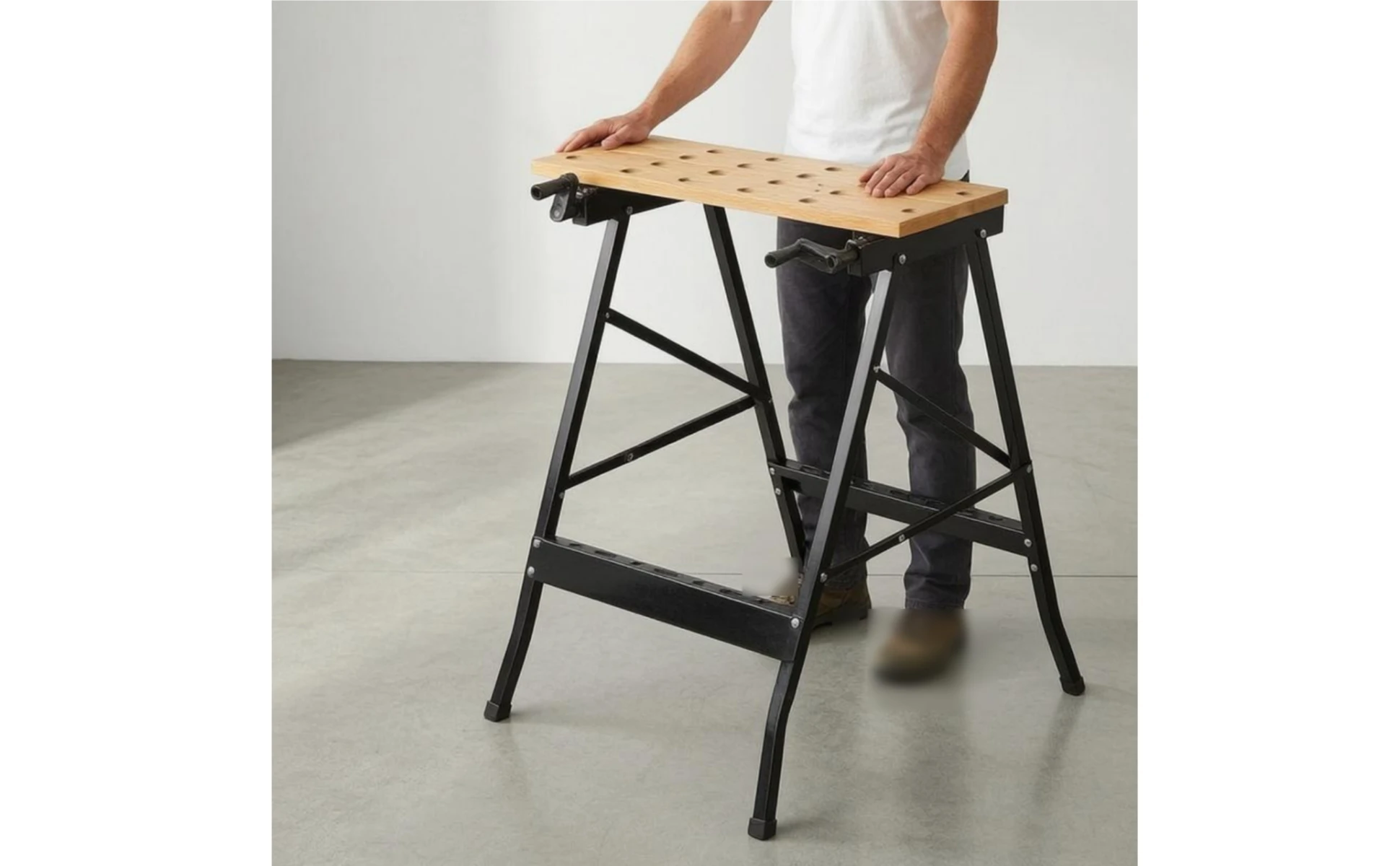 Folding Workbench Foldable Portable Workbench Folding Work Table Metal Frame Shop Gear Adjustable Opening for Woodworking