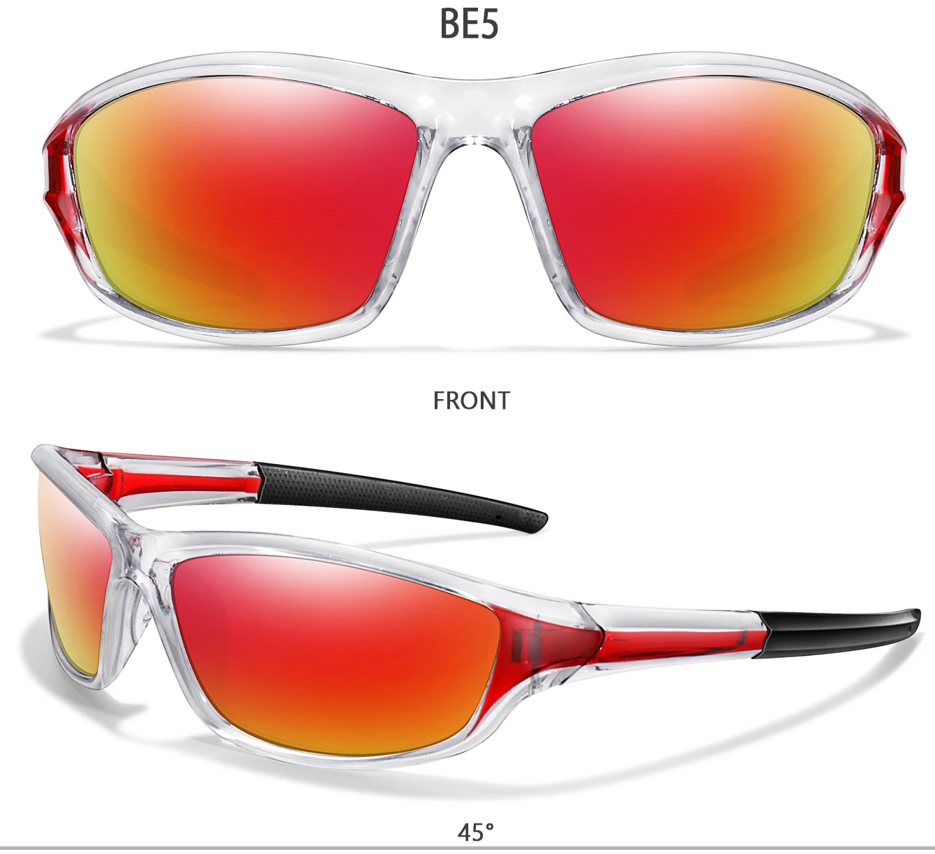 Männer und Frauen Polarisierte Angeln Sonnenbrillen Outdoor Sport Radfahren Fahren Wandern Brillen Camping Reise Transparent Rahmen UV400 – Detail 8