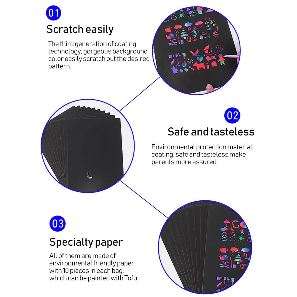 50 قطعة الفن قوس قزح خدش ورقة الخيزران القلم مجموعة خدش الفن الحرفية لوازم أطقم للأطفال لعبة ممتعة DIY بها بنفسك لعبة الحفلات المفضلة