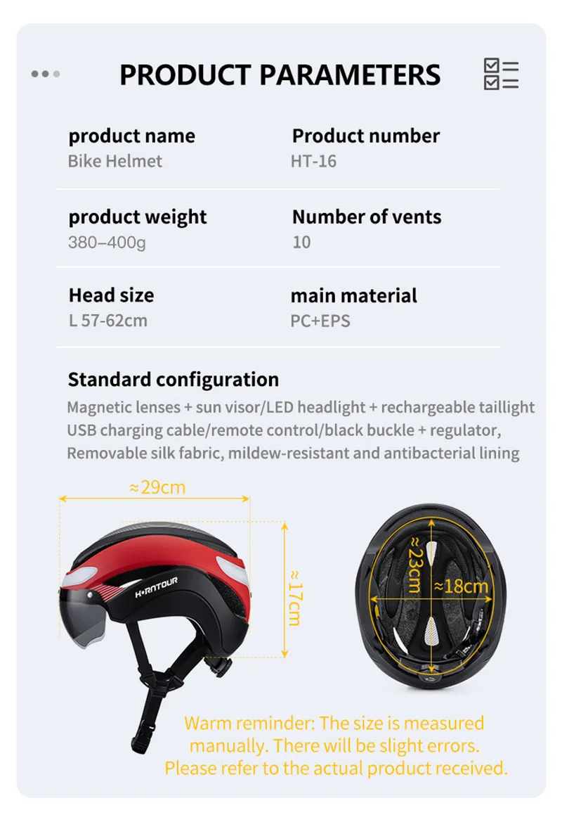 Horntour Neuer Fahrradhelm Rennradhelm mit LED für Männer und Frauen Outdoor-Sport Integral Geformt Leichtgewichtig – Detail 10