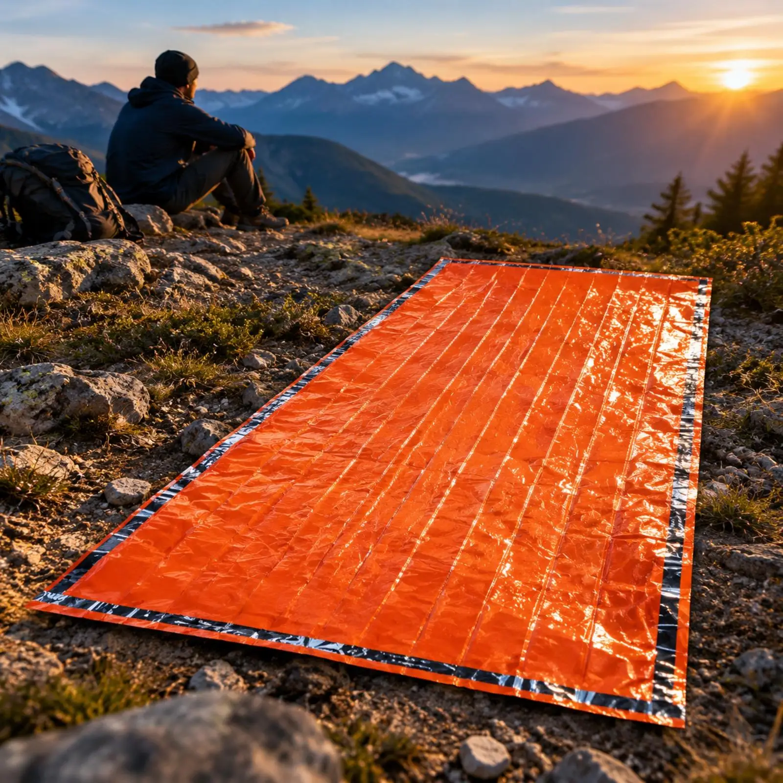 Insulated Emergency Survival Sleeping Bag Reflective Aluminum Film Thermal Sack for Outdoor Camping Travel Cold Weather Shelter