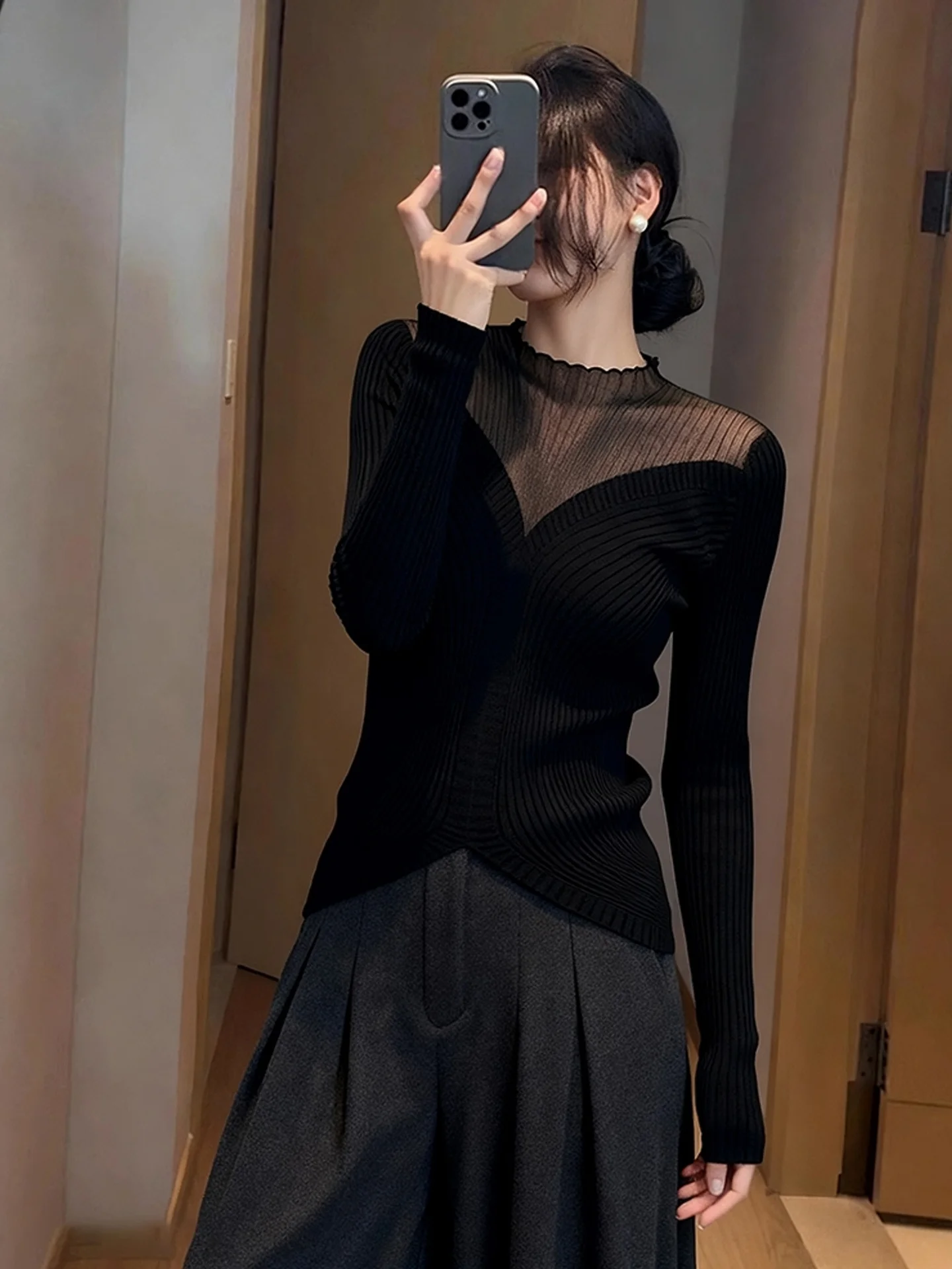 

Slimming Thiened Long Sve Knitted Top Commute Sle Winter Boting irt Korean Version Straight Cut plus Size Women