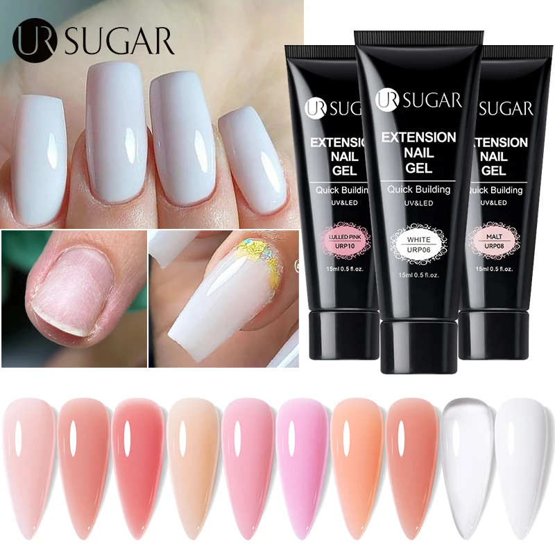 UR SUGAR 1 Stück 15ml Nagelverlängerungsgel Weiß Rosa Aufbaugel Nagel-Acrylgel UV LED Schnellverlängerung von Kristallnagelgel