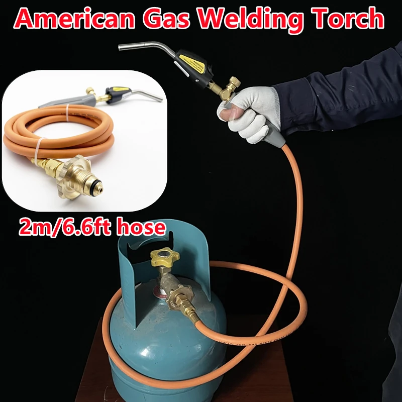 

Gas Welding Torch Self Ignition 2m/6.6ft Hose Gas Brazing Burner Soldering Quenching Burne Hand Torch American LPG Welding Torch